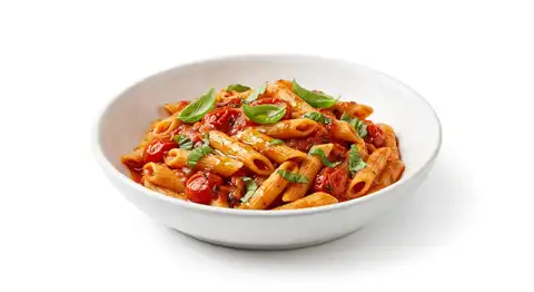 PENNE CU SOS DE ROSII SI BUSUIOC